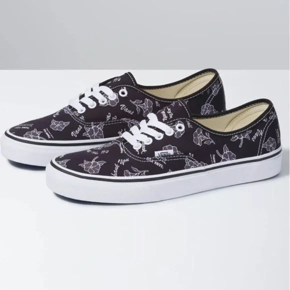 Vans Shoes Vans Authentic Black Canvas Thank You Floral
